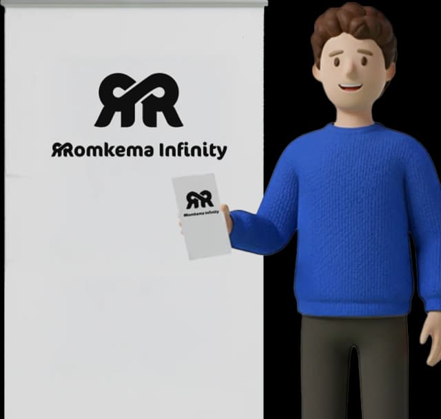 Ontwerper toont roll-up banner en visitekaartje