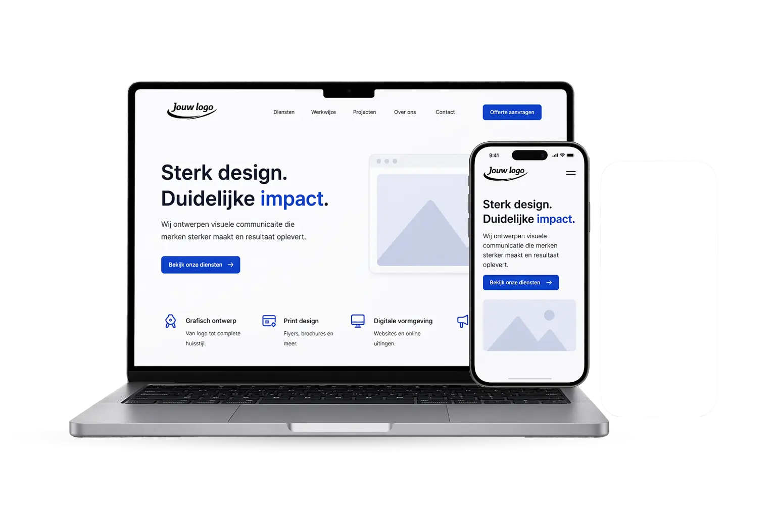 Mockup van een website en mobiele online vormgeving